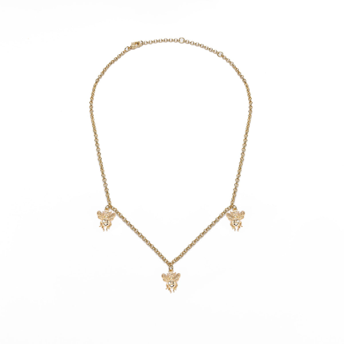 Bronze necklace with 3 pending tiny bees - Bernard Delettrez | necklaces