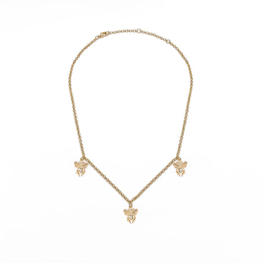 Bronze necklace with 3 pending tiny bees - Bernard Delettrez | necklaces