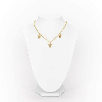 Bronze necklace with 3 pending tiny bees - Bernard Delettrez | necklaces