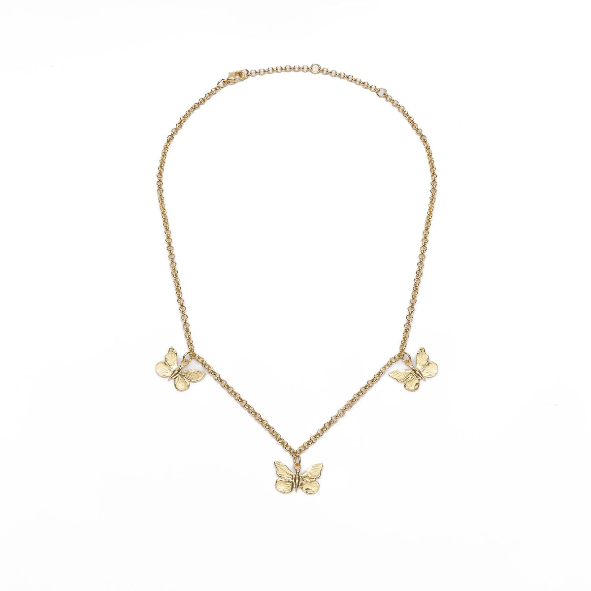 Bronze necklace with 3 pending tiny butterflies - Bernard Delettrez | necklaces
