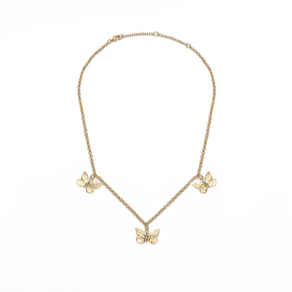 Bronze necklace with 3 pending tiny butterflies - Bernard Delettrez | necklaces