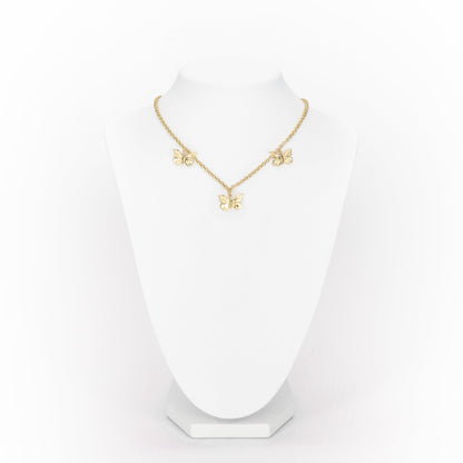 Bronze necklace with 3 pending tiny butterflies - Bernard Delettrez | necklaces