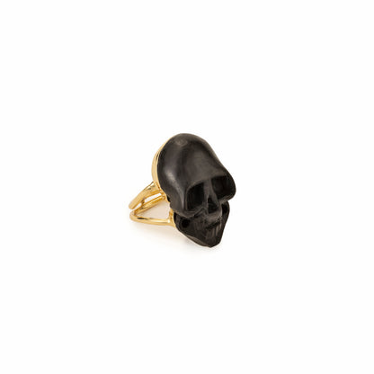 Bronze ring with black ebony skull - Bernard Delettrez | rings