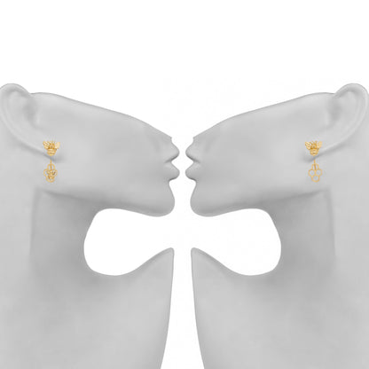 Piercing bronze earrings with honeycomb and bees - Bernard Delettrez | earrings