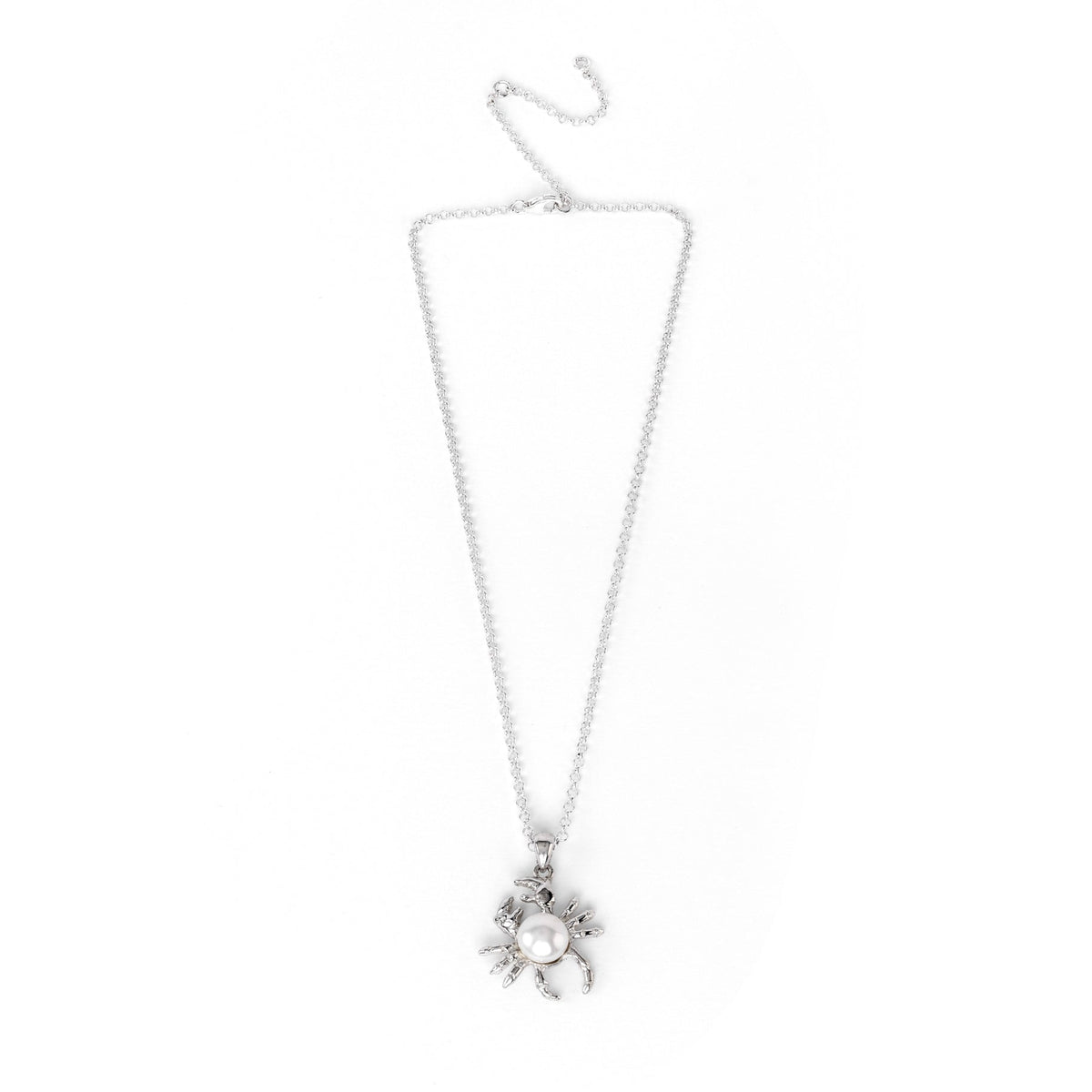 Silver chain necklace with crab and pearl - Bernard Delettrez | necklaces