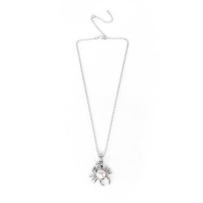 Silver chain necklace with crab and pearl - Bernard Delettrez | necklaces