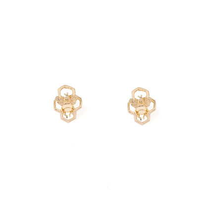 Tiny honeycomb earrings with bee - Bernard Delettrez | earrings