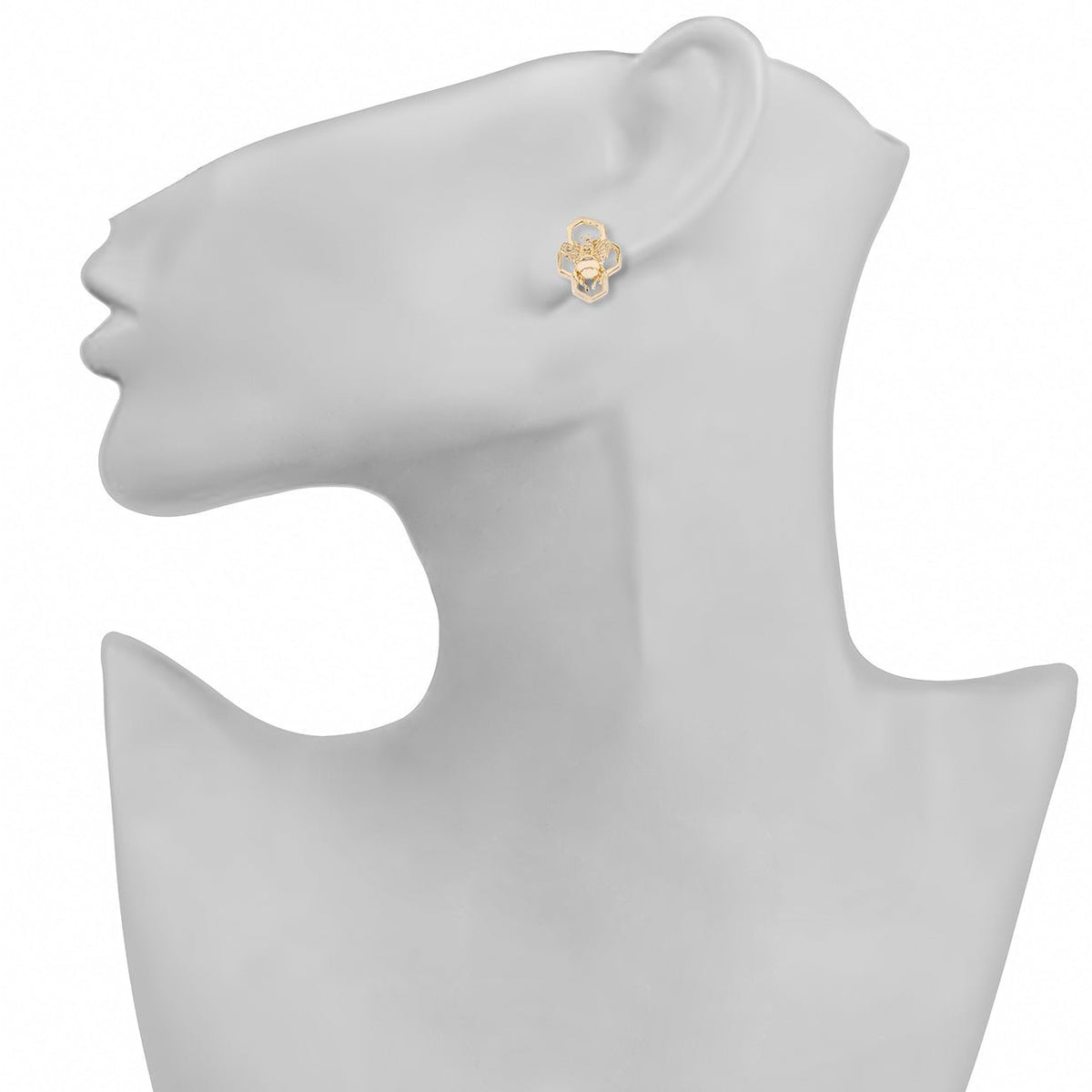 Tiny honeycomb earrings with bee - Bernard Delettrez | earrings