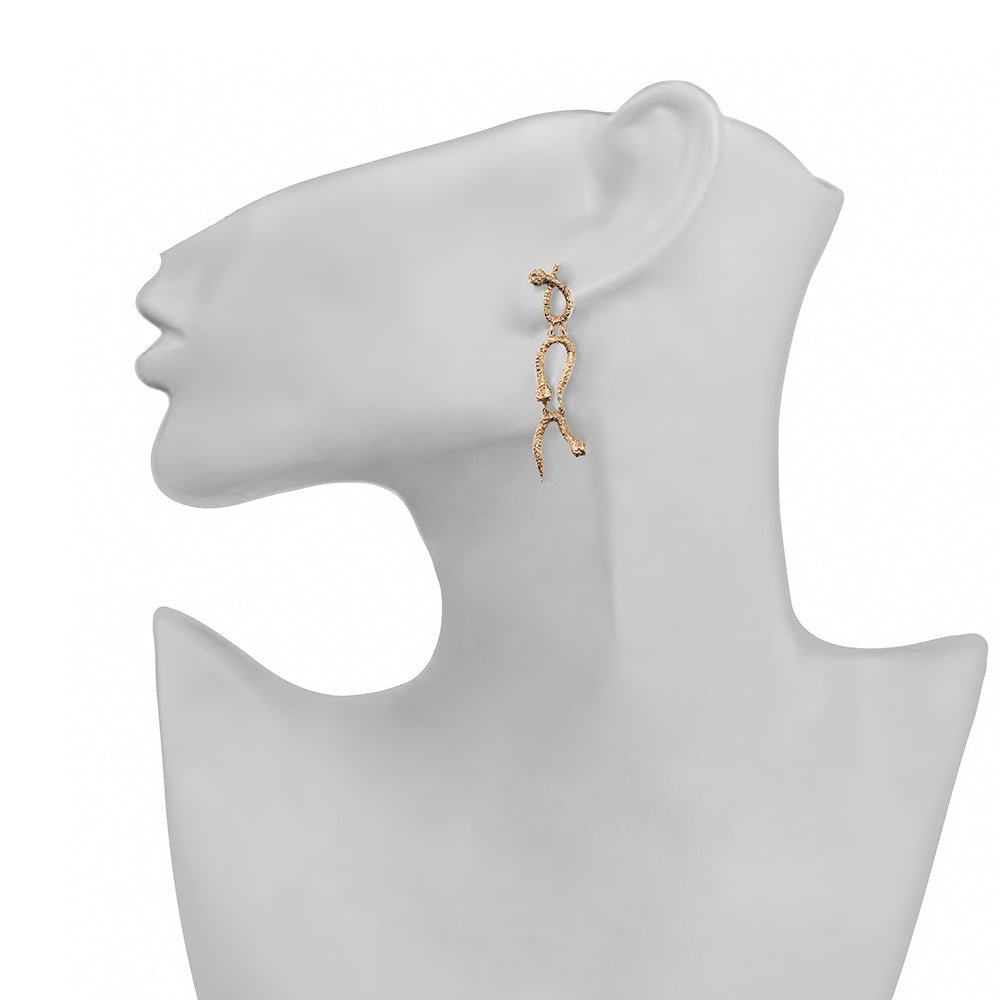 3 curved snaked bronze earrings - Bernard Delettrez | earrings