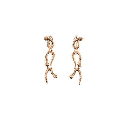 3 curved snaked bronze earrings - Bernard Delettrez | earrings