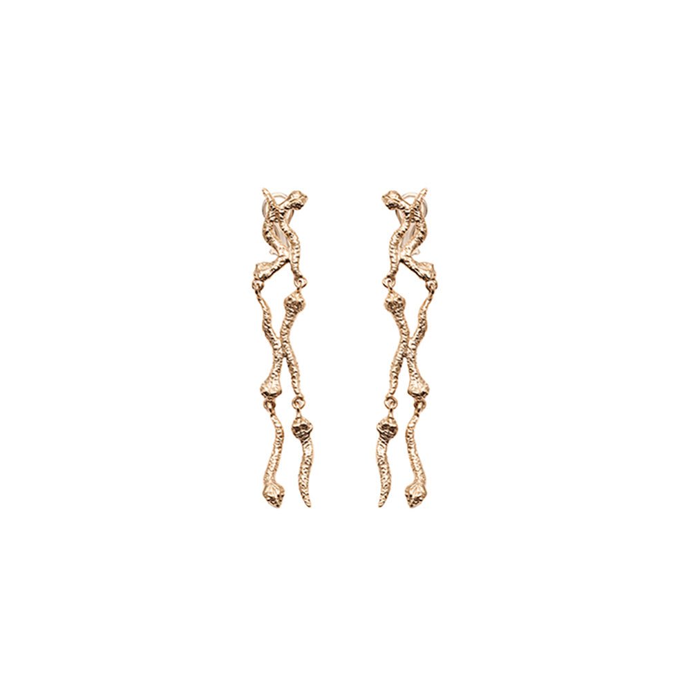 6 short snakes bronze earrings - Bernard Delettrez | earrings