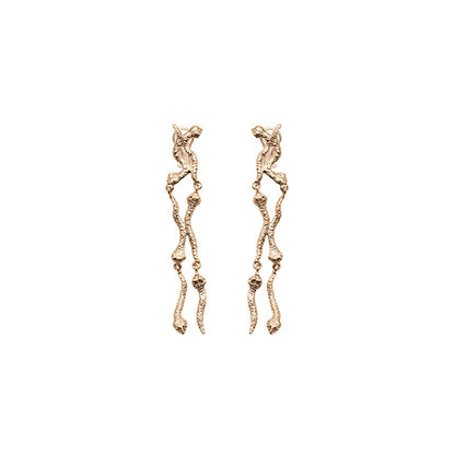 6 short snakes bronze earrings - Bernard Delettrez | earrings