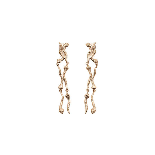 6 short snakes bronze earrings - Bernard Delettrez | earrings