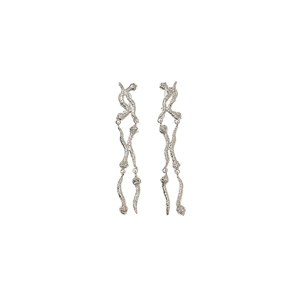 6 short snakes silver earrings - Bernard Delettrez | earrings