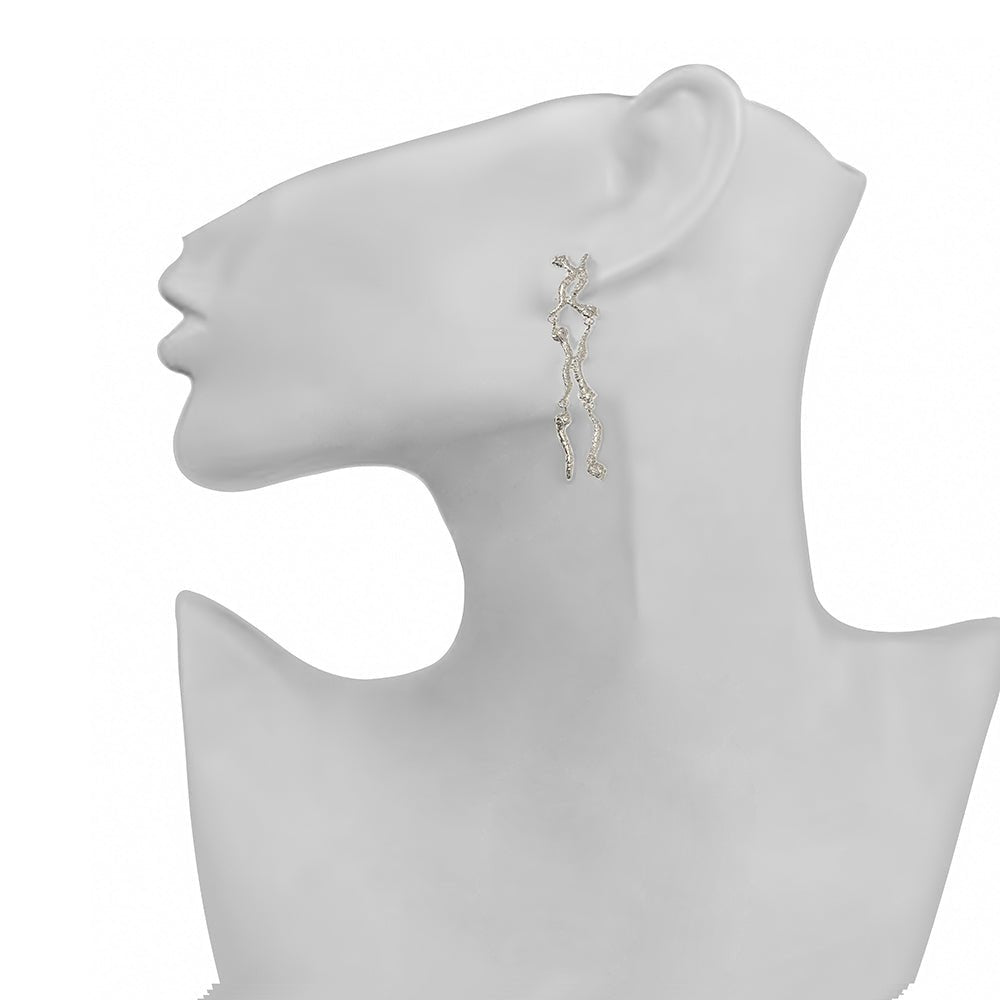 6 short snakes silver earrings - Bernard Delettrez | earrings