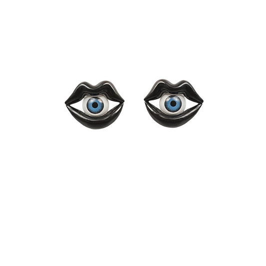 Black bronze mouth earring with eye - Bernard Delettrez | earrings