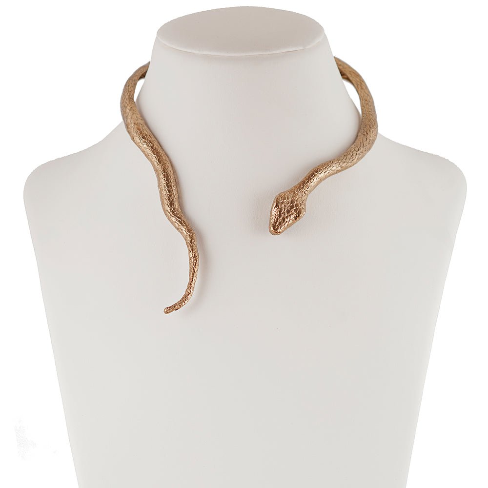 Brass snake stiff necklace - Bernard Delettrez | necklaces