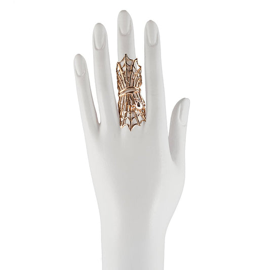 Bronze articulated web ring with silver spider - Bernard Delettrez | rings