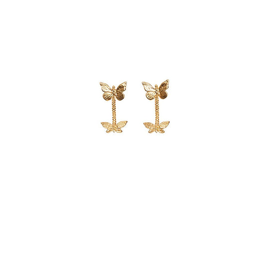 Bronze butterflies piercing earrings - Bernard Delettrez | earrings