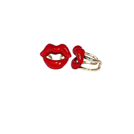 Bronze full lips with red enamel - Bernard Delettrez | rings