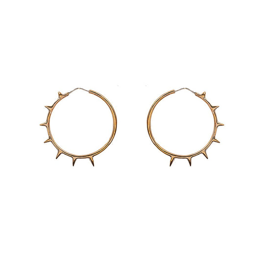 Bronze hoop earrings with spikes - Bernard Delettrez | earrings