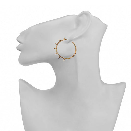 Bronze hoop earrings with spikes - Bernard Delettrez | earrings