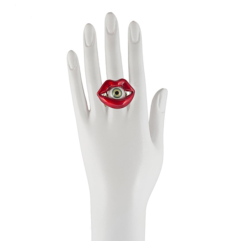 Bronze red mouth ring with eye - Bernard Delettrez |