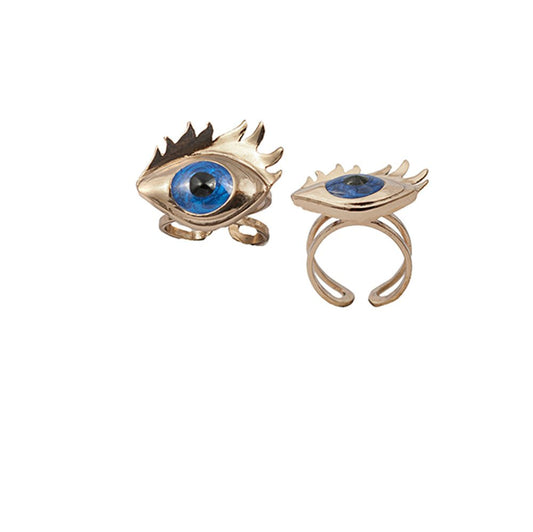 Bronze ring with blue enamelled eye - Bernard Delettrez | rings