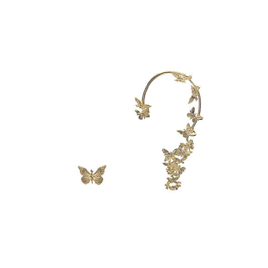 Butterflies bronze earcuff + 1 butterfly - Bernard Delettrez | earrings