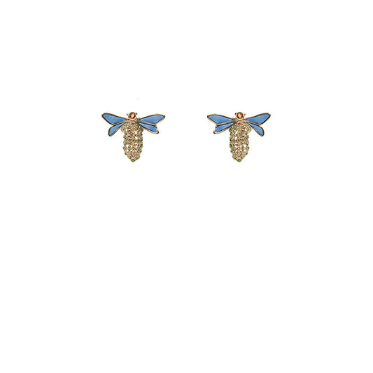 Dragonfly gold earrings with sapphires - Bernard Delettrez | earrings