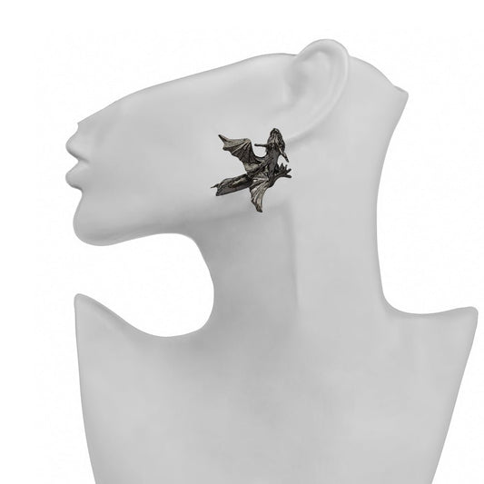 Flying dragon black bronze earrings - Bernard Delettrez | earrings