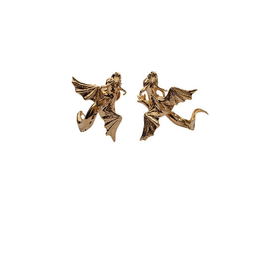 Flying dragon bronze earrings - Bernard Delettrez | earrings