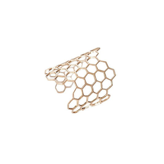 Honey comb bronze cuff bracelet - Bernard Delettrez |