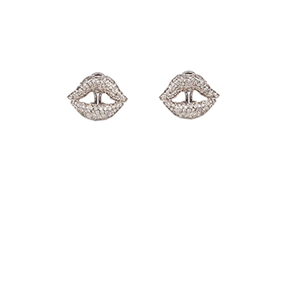 Mouth pavé earrings white gold with diamonds - Bernard Delettrez | earrings