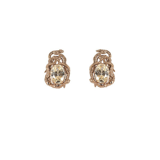 Multi snakes bronze earrings with yellow zircons - Bernard Delettrez | earrings