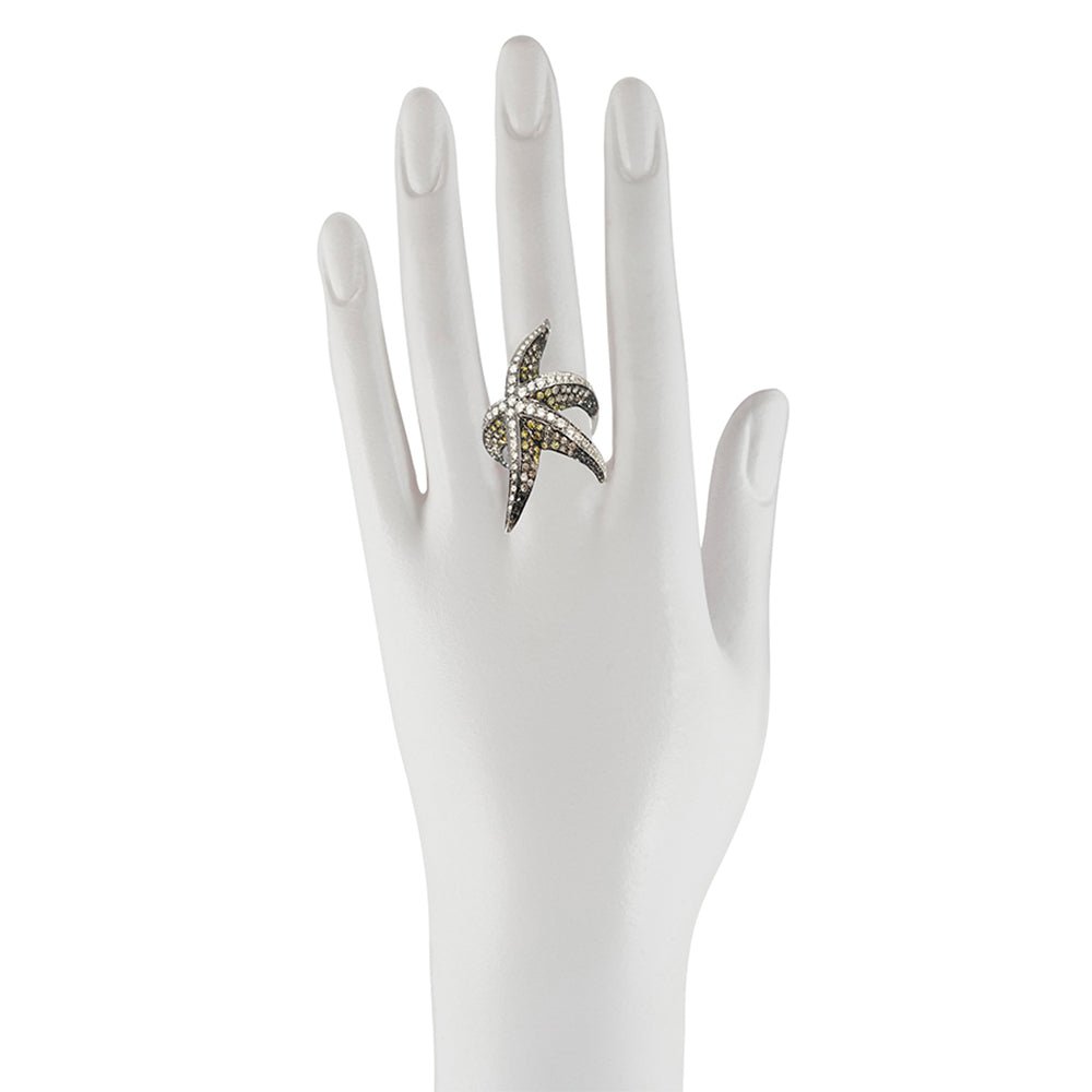 Sea star gold ring with diamonds - Bernard Delettrez | rings