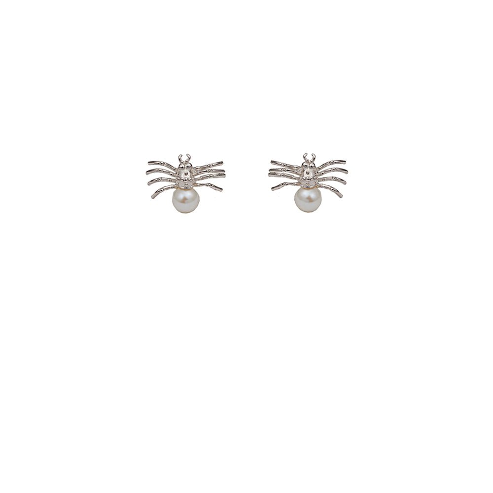 Silver spider earrings with pearl - Bernard Delettrez | earrings