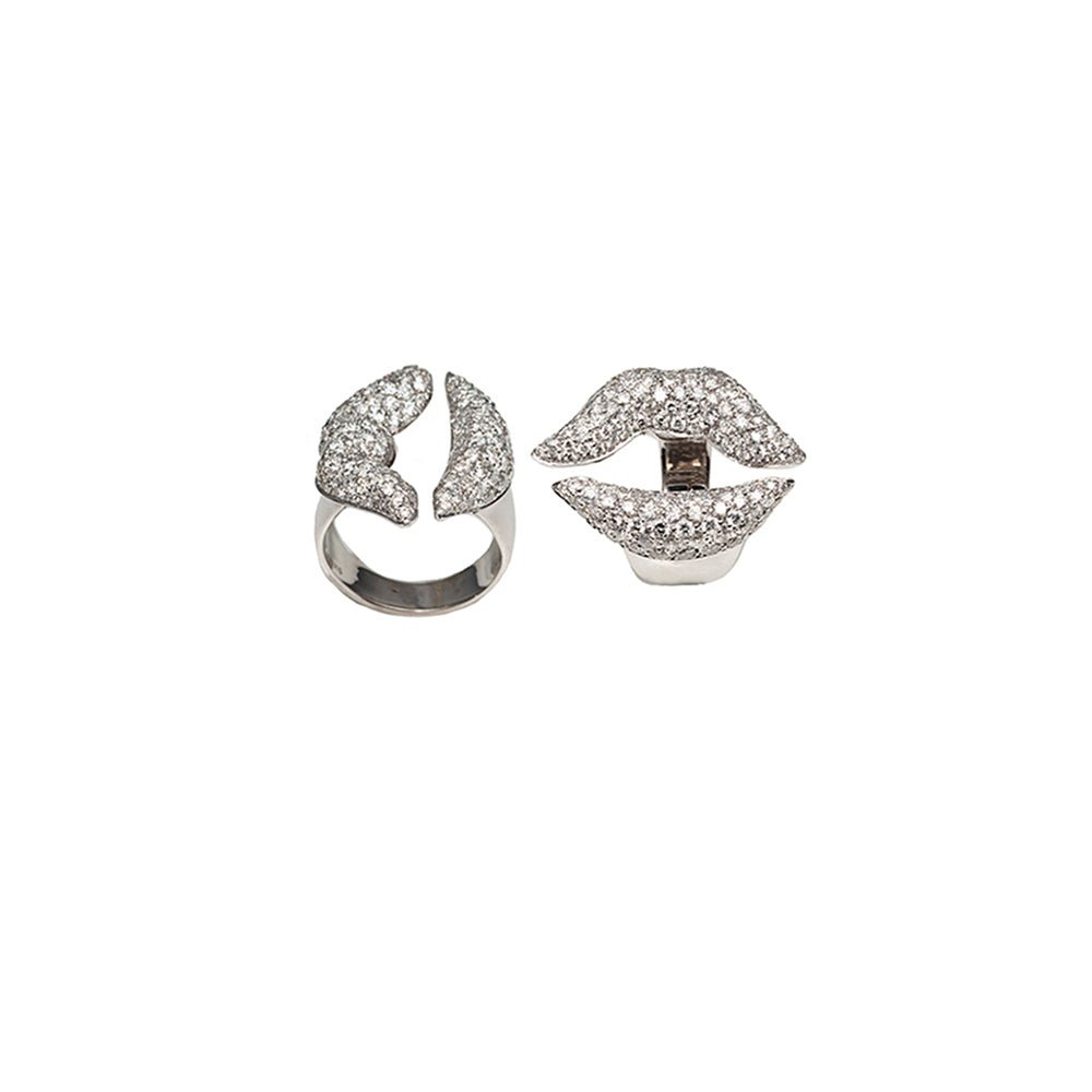 White gold mouth ring with diamonds - Bernard Delettrez | rings